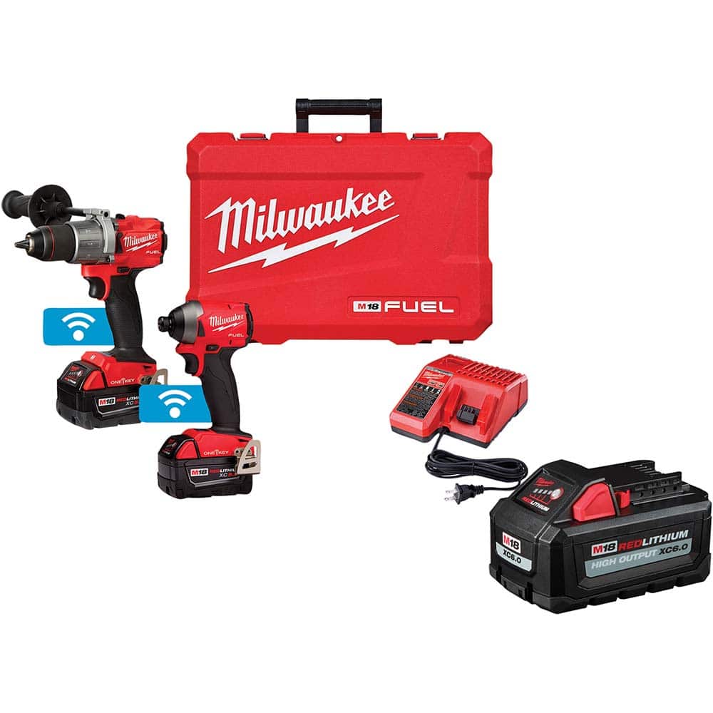 Milwaukee Tool - Cordless Tool Combination Kits Voltage: 18 Tools: 1/2" Drill/Driver; 1/4" Impact Driver - Exact Industrial Supply