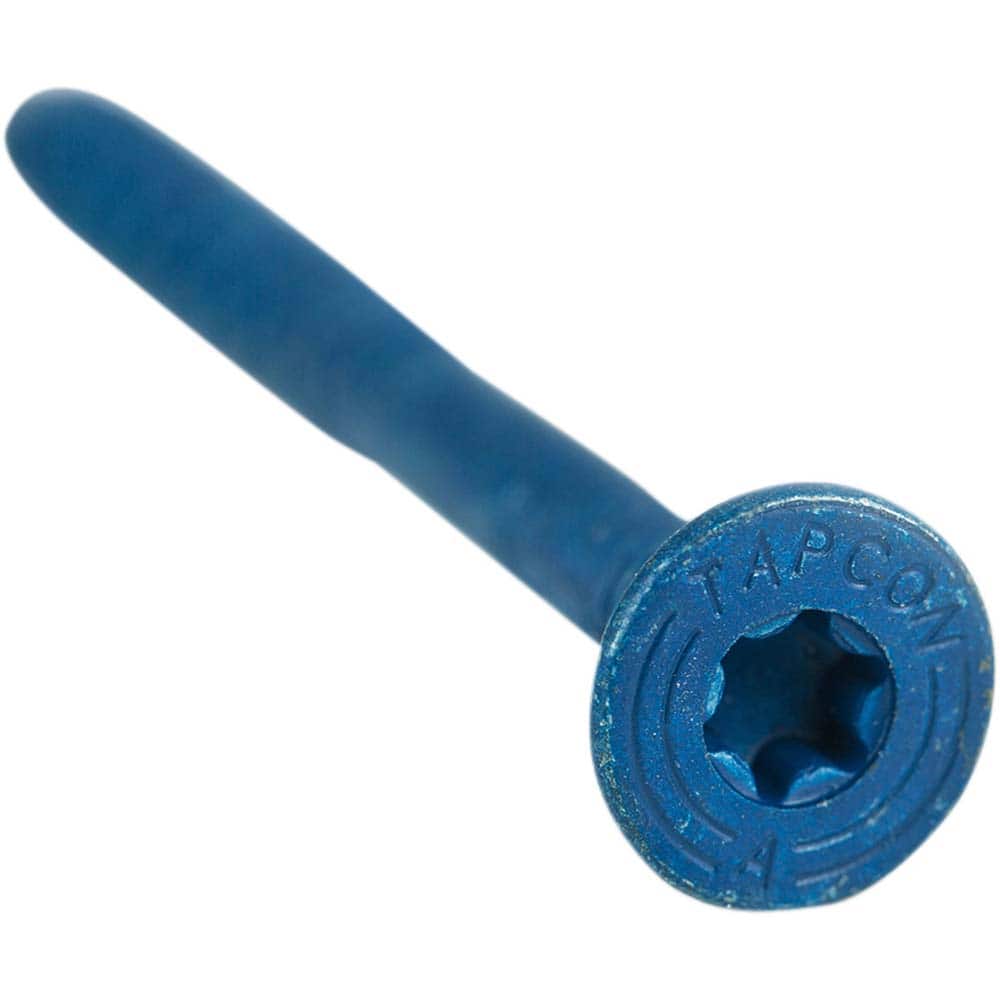 Tapcon next generation technology with star drive increases productivity by maintaining drive engagement during installation.  Star drive eliminates bit slip for 3/16″ Star Flat Head Tapcon. Tapcon Concrete Anchors Blue Climaseal