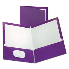 OXFORD - File Folders, Expansion Folders & Hanging Files Folder/File Type: Pocket Folders Color: Purple - Exact Industrial Supply