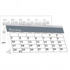 Desk Calendar: 12 Sheets Blue & Gray Cover