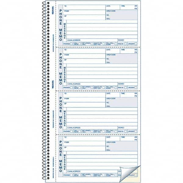 REDIFORM - Note Pads, Writing Pads & Notebooks Writing Pads & Notebook Type: Telephone Message Book Size: 5-3/4 x 11 - Exact Industrial Supply