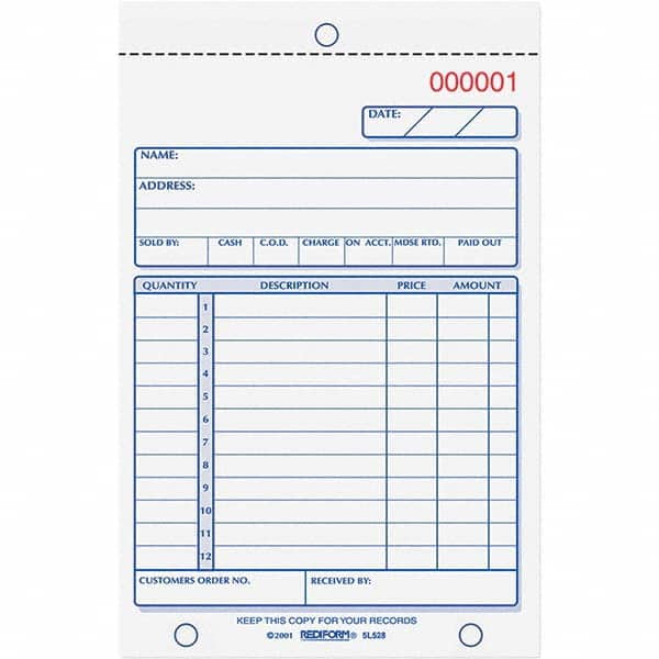 REDIFORM - Note Pads, Writing Pads & Notebooks Writing Pads & Notebook Type: Sales Order Book Size: 4-1/4 x 6-3/8 - Exact Industrial Supply