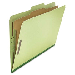 UNIVERSAL - File Folders, Expansion Folders & Hanging Files Folder/File Type: Classification Folders with Tob Tab Fastener Color: Green - Exact Industrial Supply
