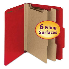 SMEAD - File Folders, Expansion Folders & Hanging Files Folder/File Type: Classification Folders with Tob Tab Fastener Color: Red - Exact Industrial Supply