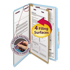 SMEAD - File Folders, Expansion Folders & Hanging Files Folder/File Type: Classification Folders with Tob Tab Fastener Color: Blue - Exact Industrial Supply