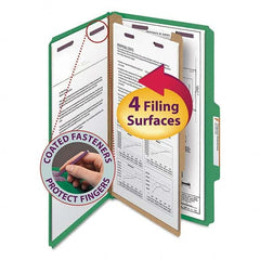 SMEAD - File Folders, Expansion Folders & Hanging Files Folder/File Type: Classification Folders with Tob Tab Fastener Color: Green - Exact Industrial Supply