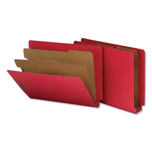 UNIVERSAL - File Folders, Expansion Folders & Hanging Files Folder/File Type: Classification Folders with Tob Tab Fastener Color: Red - Exact Industrial Supply