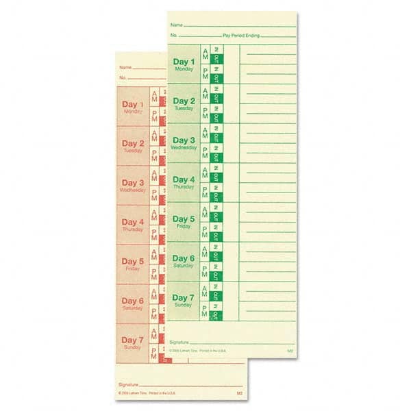 Lathem Time - Time Cards & Time Clock Accessories Type: Bi-Weekly/Weekly Time Cards For Use With: All Side Print Time Clocks - Exact Industrial Supply