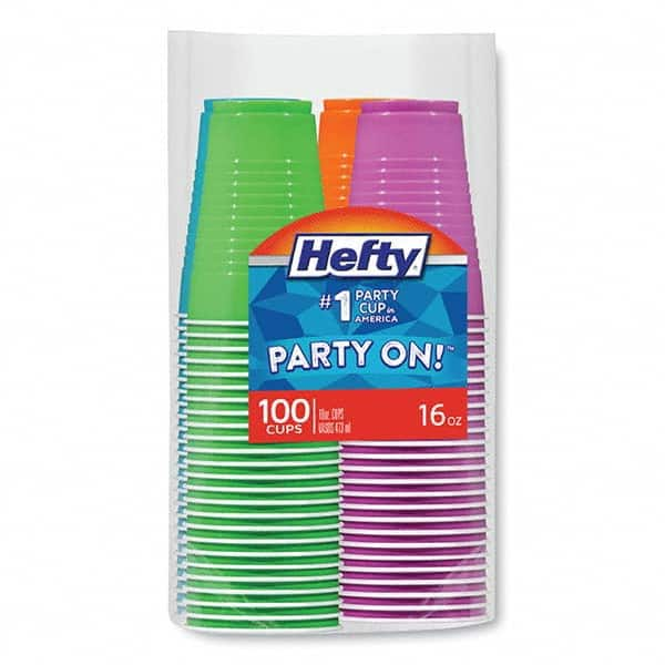 Hefty - Easy Grip Disposable Plastic Party Cups, 16 oz, Assorted, 100/Pack, 4Pk/Carton - Exact Industrial Supply