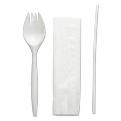 Boardwalk - School Cutlery Kit, Napkin/Spork/Straw, White, 1000/Carton - Exact Industrial Supply