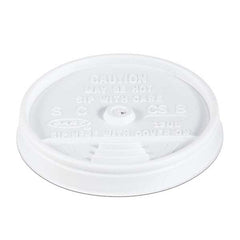 DART - Sip-Through Lids For 10, 12, 14 oz Foam Cups, Plastic, White, 1000/Carton - Exact Industrial Supply