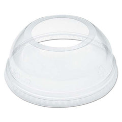 DART - Open-Top Dome Lid for 16-24 oz Plastic Cups, Clear, 1.9" Diam Hole, 1000/Carton - Exact Industrial Supply