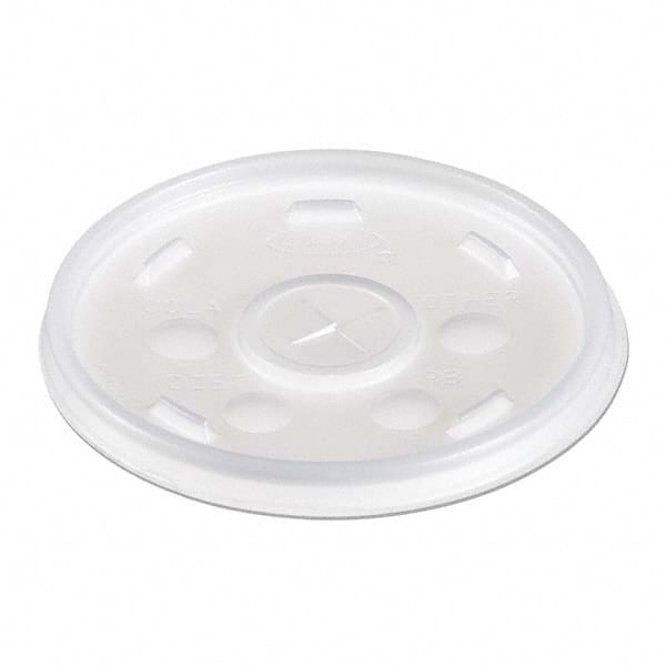 DART - Plastic Lids, for 12 oz Hot/Cold Foam Cups, Slip-Thru Lid, White, 1000/Carton - Exact Industrial Supply