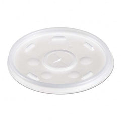DART - Plastic Lids, for 12 oz Hot/Cold Foam Cups, Slip-Thru Lid, White, 1000/Carton - Exact Industrial Supply