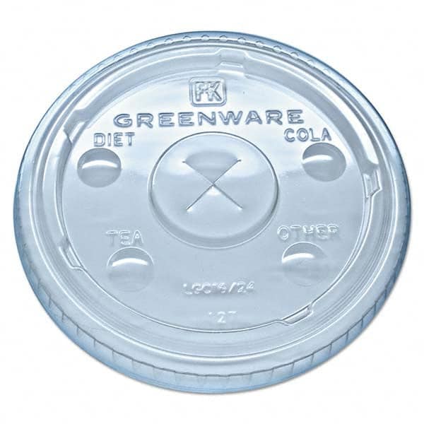 Fabri-Kal - Greenware Cold Drink Lids, Fits 16-18, 24 oz Cups, X-Slot, Clear, 1000/Carton - Exact Industrial Supply