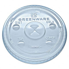 Fabri-Kal - Greenware Cold Drink Lids, Fits 16-18, 24 oz Cups, X-Slot, Clear, 1000/Carton - Exact Industrial Supply