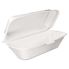 DART - Foam Hoagie Container with Removable Lid, 9-4/5 x 5-3/10 x 3-3/10, White, 125/Bag - Exact Industrial Supply