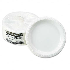 Tablemate Products - Plastic Dinnerware, Plates, 10-1/4" Diam, White, 125/Pack - Exact Industrial Supply