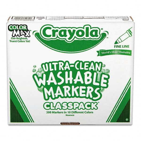 Crayola - Markers & Paintsticks Type: Marker Color: Black; Blue; Brown; Gray; Green; Orange; Pink; Red; Violet; Yellow - Exact Industrial Supply