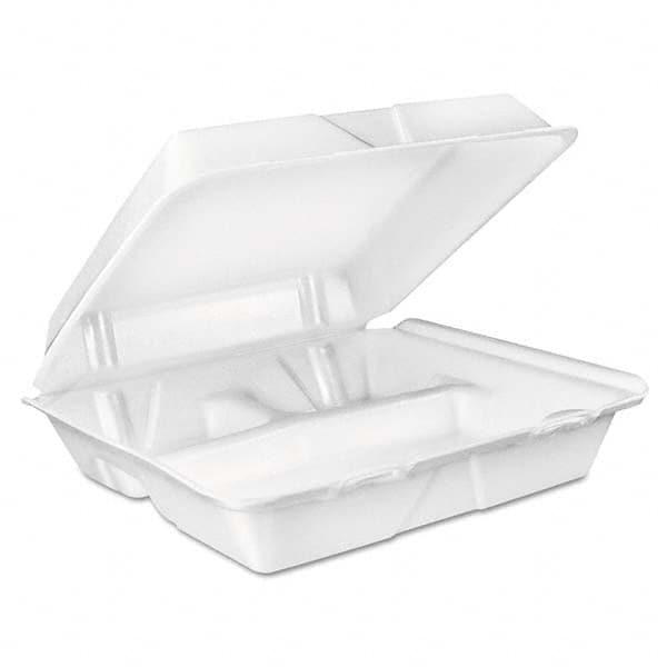 DART - Large Foam Carryout, Food Container, 3-Compartment, White, 9-2/5 x 9 x 3 - Exact Industrial Supply