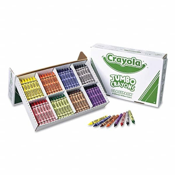 Crayola - Markers & Paintsticks Type: All Purpose Wax Crayon Color: Black; Blue; Brown; Green; Orange; Red; Violet; Yellow - Exact Industrial Supply