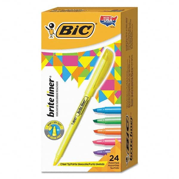 Bic - Markers & Paintsticks Type: Highlighter Color: Yellow; Orange; Pink; Green; Blue - Exact Industrial Supply