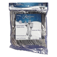 WNA - Reflections Heavyweight Plastic Utensils, Fork, Silver, 7", 40/pack - Exact Industrial Supply