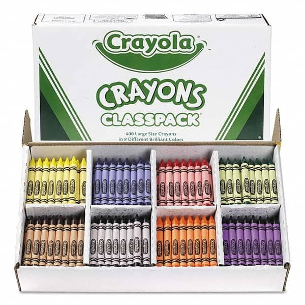 Crayola - Markers & Paintsticks Type: All Purpose Wax Crayon Color: Black; Blue; Brown; Green; Orange; Red; Violet; Yellow - Exact Industrial Supply