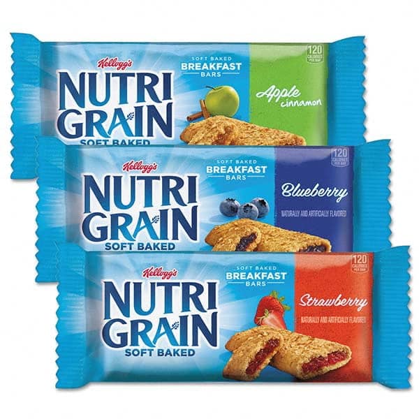 Kellogg's - Snacks, Cookies, Candy & Gum Breakroom Accessory Type: Cereal Bar Breakroom Accessory Description: Nutri-Grain Cereal Bars, Asstd: Apple, Blueberry, Strawberry, 1.3oz Bar, 48/Ctn - Exact Industrial Supply