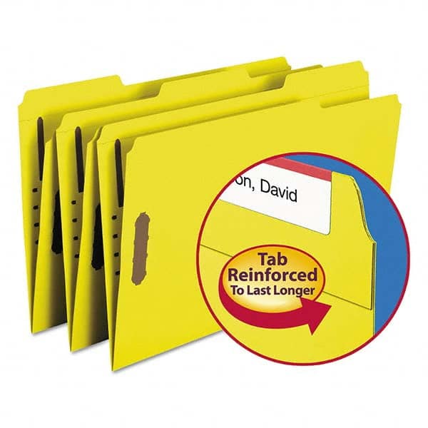 SMEAD - File Folders, Expansion Folders & Hanging Files Folder/File Type: File Folders with Top Tab Fastener Color: Yellow - Exact Industrial Supply