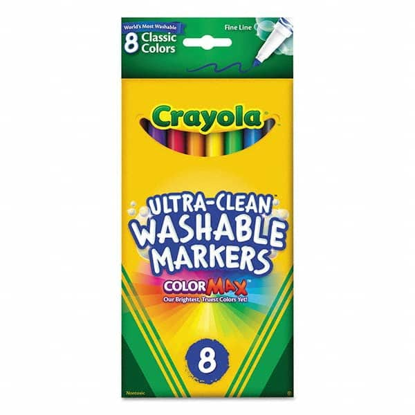 Crayola - Markers & Paintsticks Type: Washable Marker Color: Black; Blue; Brown; Green; Orange; Red; Violet; Yellow - Exact Industrial Supply