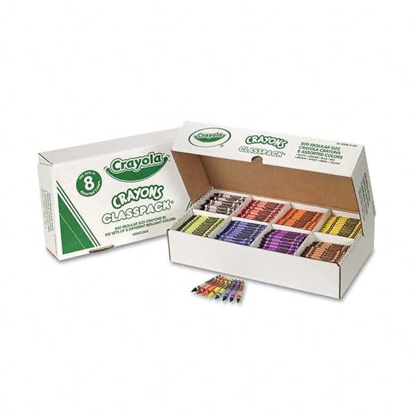 Crayola - Markers & Paintsticks Type: All Purpose Wax Crayon Color: Black; Blue; Brown; Green; Orange; Red; Violet; Yellow - Exact Industrial Supply