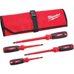 Milwaukee Tool - Screwdriver Sets Screwdriver Types Included: Insulated Slotted; Phillips Number of Pieces: 4 - Exact Industrial Supply