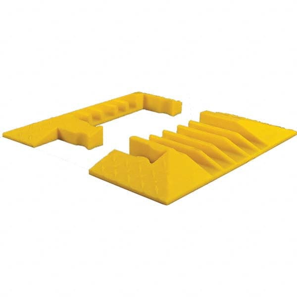 Checkers - 1 2-Piece 5 8' OAL 1-1/4 Max Cable Diam Yellow On Floor Cable Cover - Exact Industrial Supply