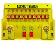 Padllock Wall Station - 15-1/2 x 22 x 1-3/4''-With (10) Xenoy Padlocks - Exact Industrial Supply