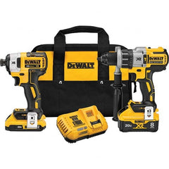 DeWALT - Cordless Tool Combination Kits Voltage: 20 Tools: 1/2" Brushless Hammer Drill/Driver; 1/4" Impact Driver - Exact Industrial Supply