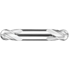 2.5 mm Dia. × 3 mm Shank × 5 mm DOC × 38 mm OAL, Carbide TiN, Spiral , 4 Flute, 30° Helix, Ballnose End Mill - Exact Industrial Supply