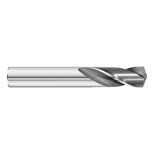 #44 Dia. × 0.086″ Shank × 1/2″ Flute Length × 2″ OAL, 5xD, 135°, Uncoated, 2xD Flute, External Coolant, Round Solid Carbide Drill - Exact Industrial Supply