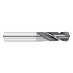 #38 Dia. × 0.102″ Shank × 5/8″ Flute Length × 2″ OAL, 5xD, 135°, TiAlN, 2xD Flute, External Coolant, Round Solid Carbide Drill - Exact Industrial Supply