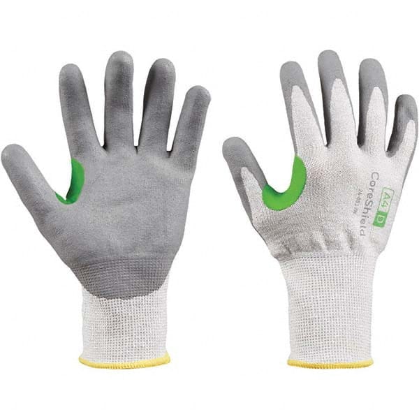 Cut, Puncture & Abrasive-Resistant Gloves: Size M, ANSI Cut A4, ANSI Puncture 1, Nitrile, HPPE Gray & White, Palm Coated, HPPE Lined, HPPE Back, Nitrile Dipped Grip, ANSI Abrasion 6