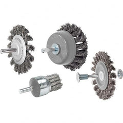 WALTER Surface Technologies - 2-3/4" OD, 1/4" Arbor Hole, Knotted Stainless Steel Wheel Brush - Exact Industrial Supply