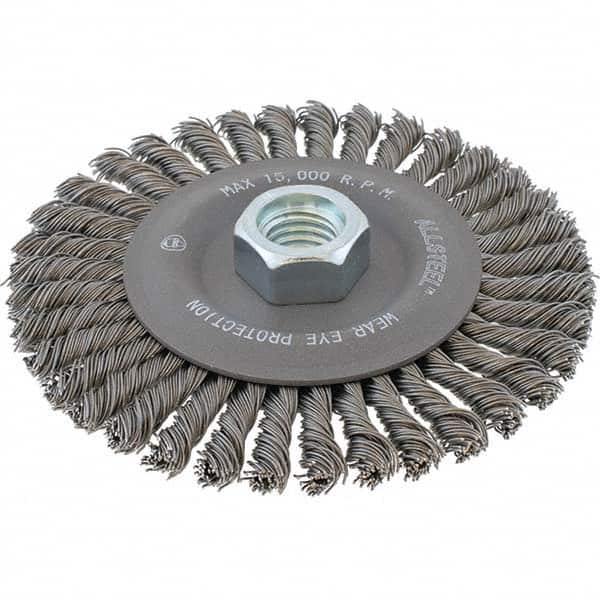 WALTER Surface Technologies - 6-7/8" OD, 5/8-11 Arbor Hole, Stringer Bead Steel Wheel Brush - Exact Industrial Supply