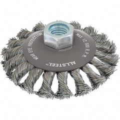 WALTER Surface Technologies - 5" OD, 5/8-11 Arbor Hole, Knotted Steel Wheel Brush - Exact Industrial Supply