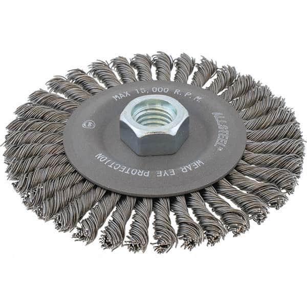 WALTER Surface Technologies - 5" OD, 5/8-11 Arbor Hole, Stringer Bead Steel Wheel Brush - Exact Industrial Supply