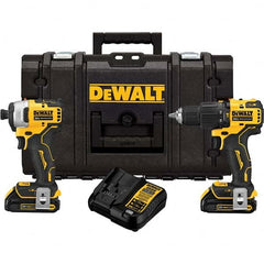 DeWALT - Cordless Tool Combination Kits Voltage: 20 Tools: Brushless 1/2" Compact Hammer Drill/Driver; Brushless 1/4 Impact Driver - Exact Industrial Supply