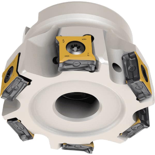 Indexable Square-Shoulder Face Mill:  T890HT FLND5.0091.5R13,  5'' Cut Dia,  1.5000″ Arbor Hole Dia,  0.3740″ Max Cutting Depth Uses  9,  LN.T 1306 Inserts,  Through Coolant,  Series  T890HT