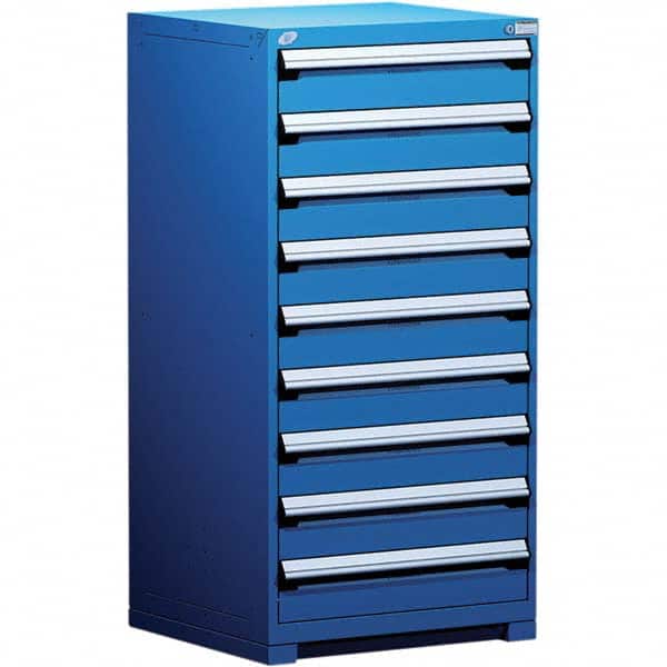 Rousseau Metal - 9 Drawer Avalanche Blue Steel Modular Storage Cabinet - Exact Industrial Supply