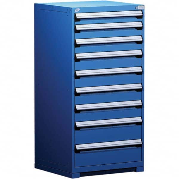 Rousseau Metal - 9 Drawer Avalanche Blue Steel Modular Storage Cabinet - Exact Industrial Supply