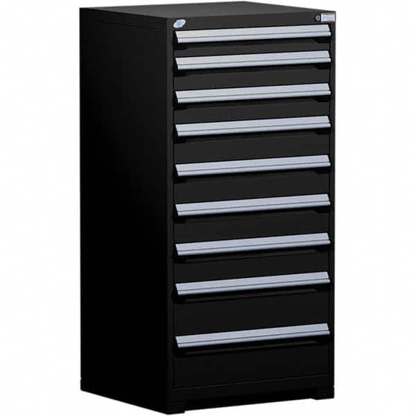Rousseau Metal - 9 Drawer Black Steel Modular Storage Cabinet - Exact Industrial Supply