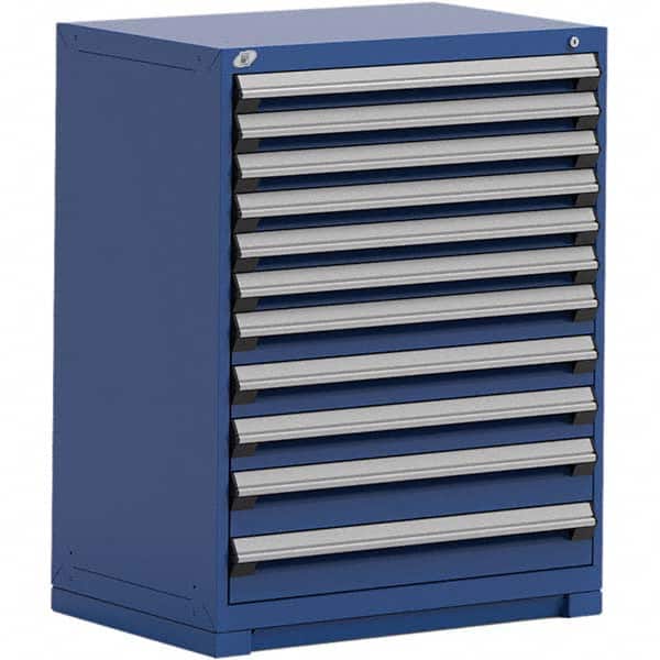 Rousseau Metal - 11 Drawer Avalanche Blue Steel Modular Storage Cabinet - Exact Industrial Supply